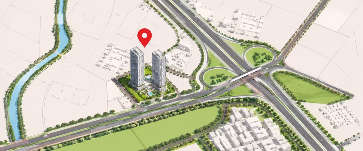 Map showing the location of Signature Global Twin Tower DXP in Dwarka Expressway, Gurgaon