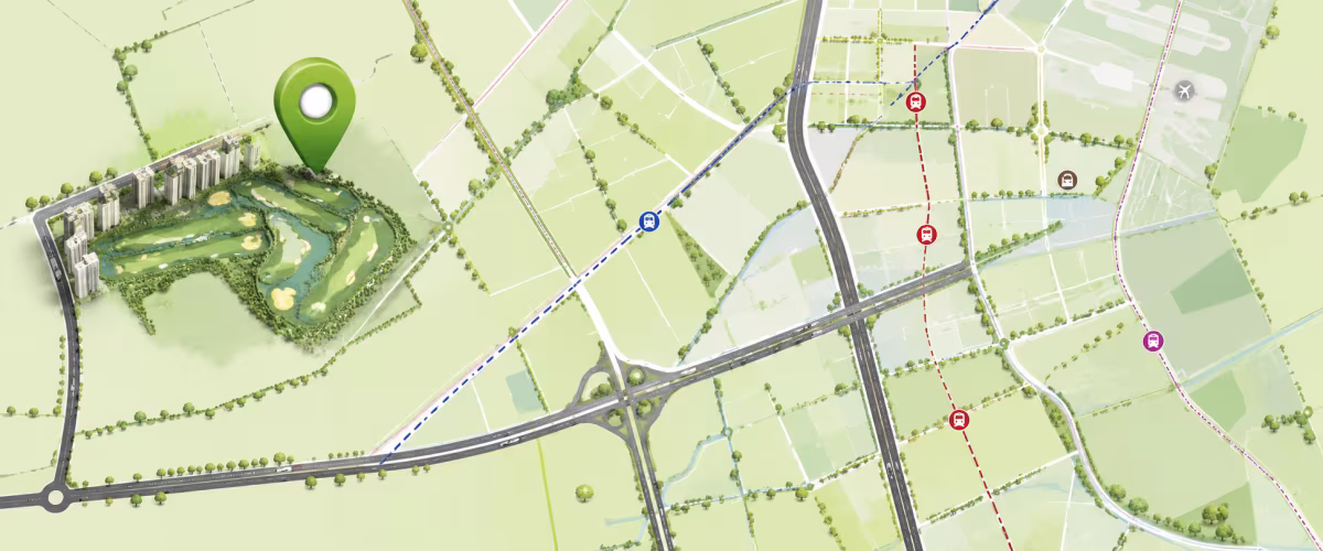Map showing the location of M3M Golf Hills in Golf Course Extension Road, Gurgaon