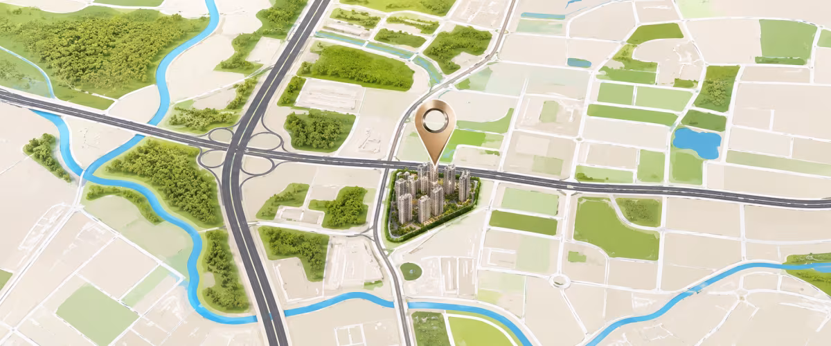 Map showing the location of Godrej Palm Retreat in Noida Expressway, Noida
