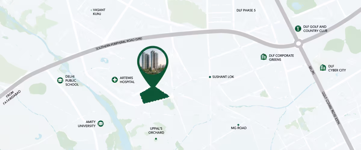 Map showing the location of DLF Privana South in Sector 113, Gurgaon