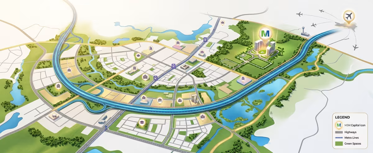 Map showing the location of M3M Capital in Sector 113, Gurgaon