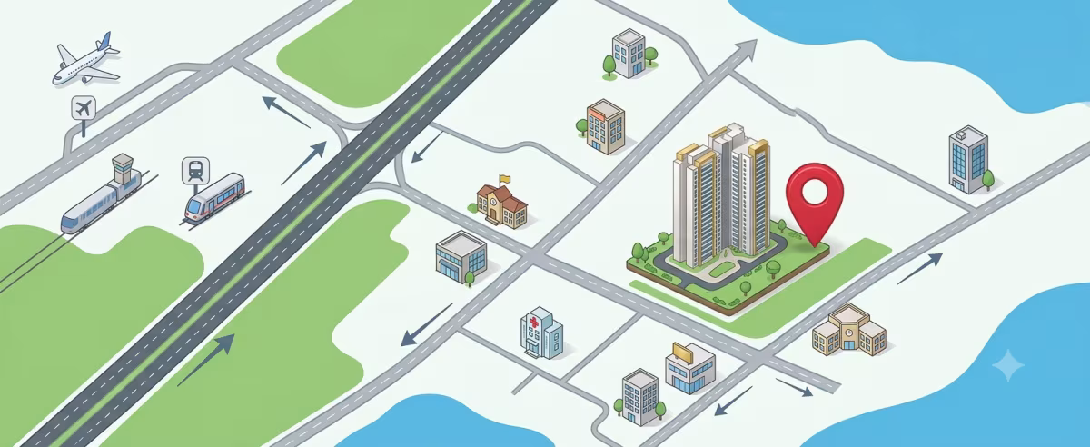 Map showing the location of Godrej Samaris in Golf Course Road, Gurgaon